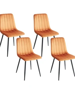 Set di 4 sedie da pranzo KALISPELL Velluto Arancione