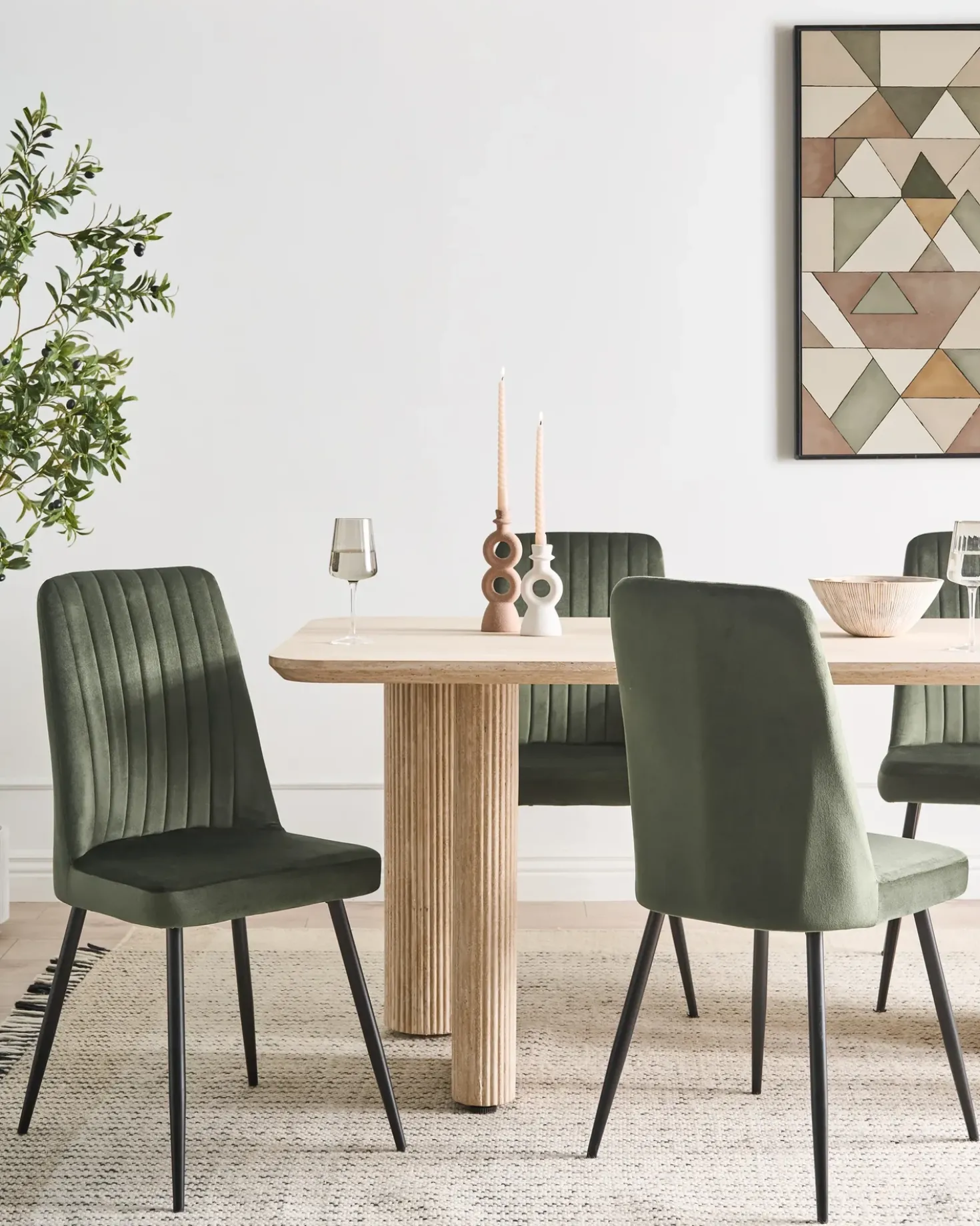 Set di 4 sedie da pranzo KIRBY Velluto Verde scuro