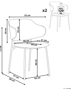 Set di 2 sedie da pranzo KENAI Tessuto Beige chiaro