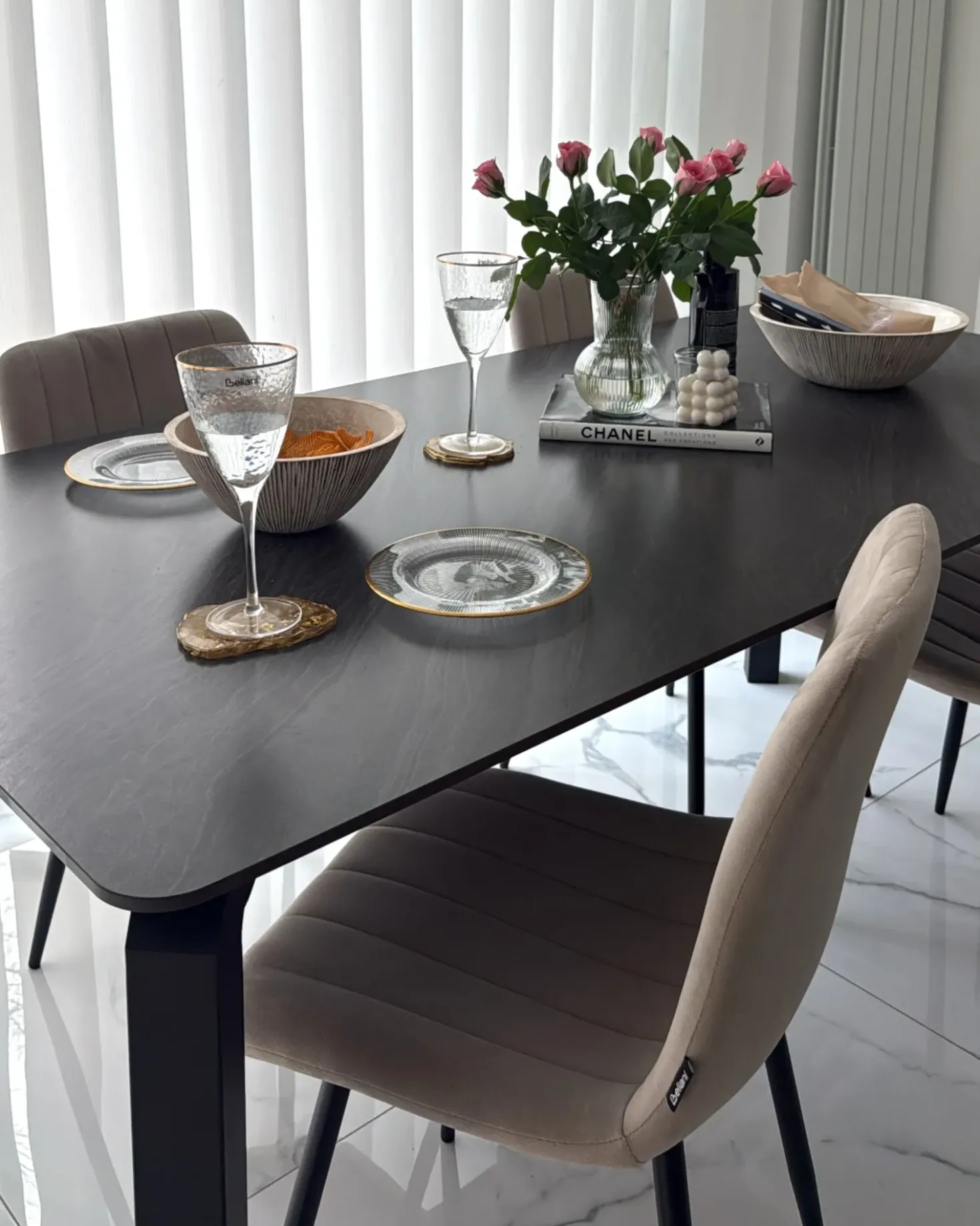 Set di 4 sedie da pranzo KALISPELL Velluto Beige
