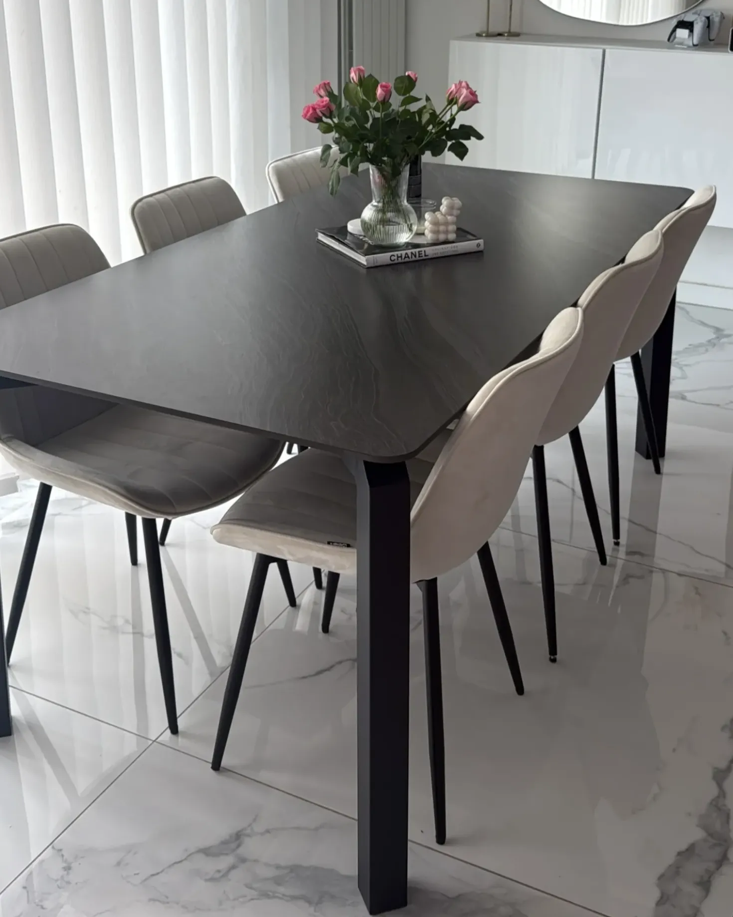 Set di 4 sedie da pranzo KALISPELL Velluto Beige