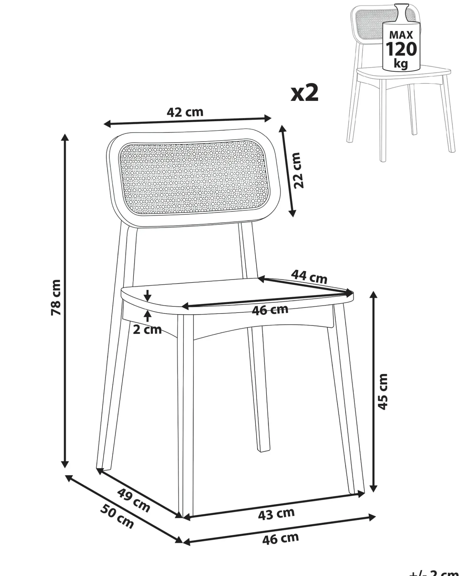 Set di 2 sedie da pranzo KENO Legno Marrone chiaro