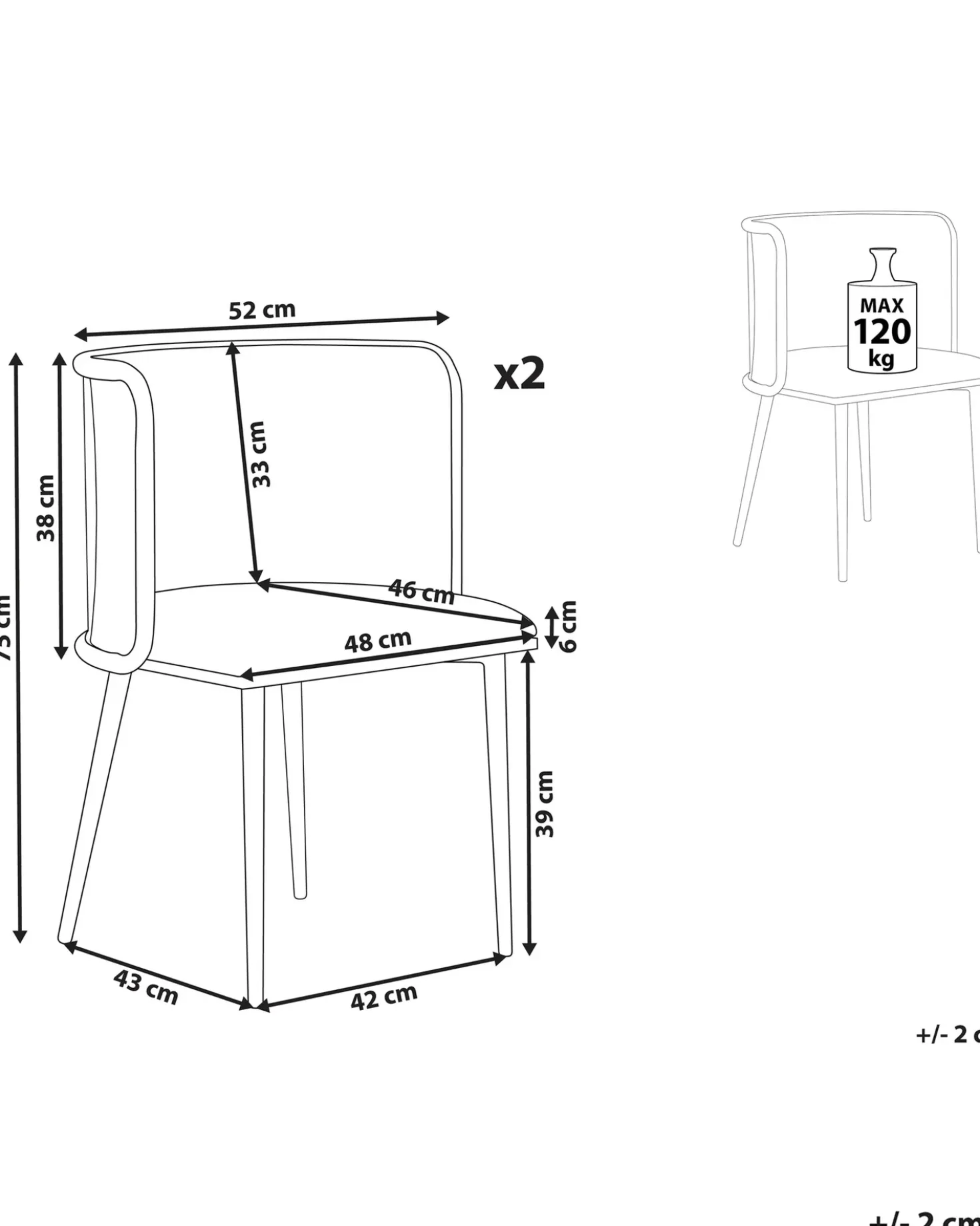 Set di 2 sedie da pranzo KOBUK Metallo Nero