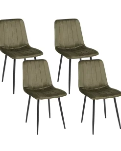 Set di 4 sedie da pranzo KALISPELL Velluto Verde oliva