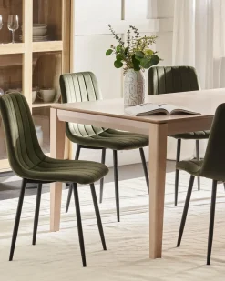 Set di 4 sedie da pranzo KALISPELL Velluto Verde oliva
