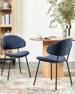 Set di 2 sedie da pranzo KIANA Tessuto Blu scuro