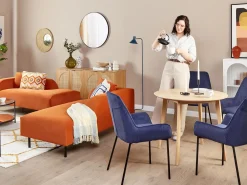Set di 2 sedie da pranzo LOVERNA Velluto a coste Blu scuro