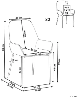 Set di 2 sedie da pranzo LOVERNA Velluto a coste Blu scuro