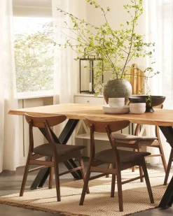 Set di 2 sedie da pranzo LYNN Legno Marrone scuro/Grigio