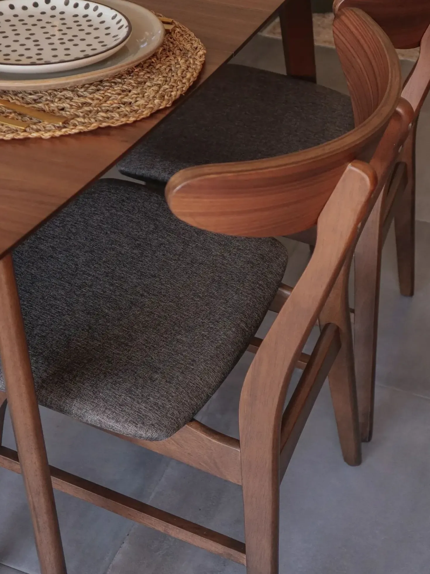 Set di 2 sedie da pranzo LYNN Legno Marrone scuro/Grigio