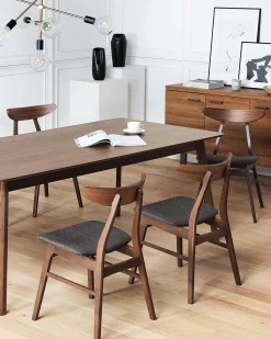 Set di 2 sedie da pranzo LYNN Legno Marrone scuro/Grigio