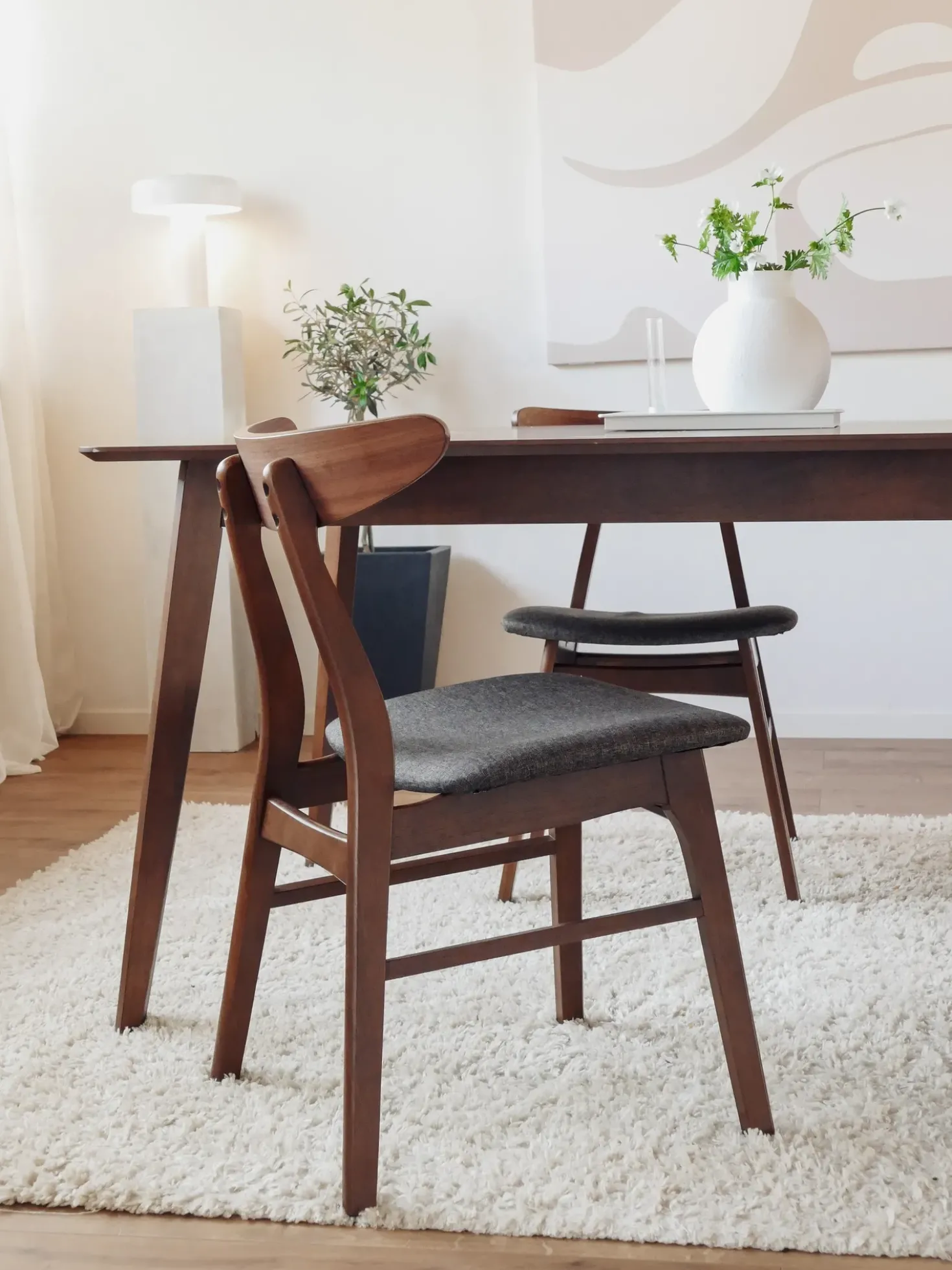 Set di 2 sedie da pranzo LYNN Legno Marrone scuro/Grigio