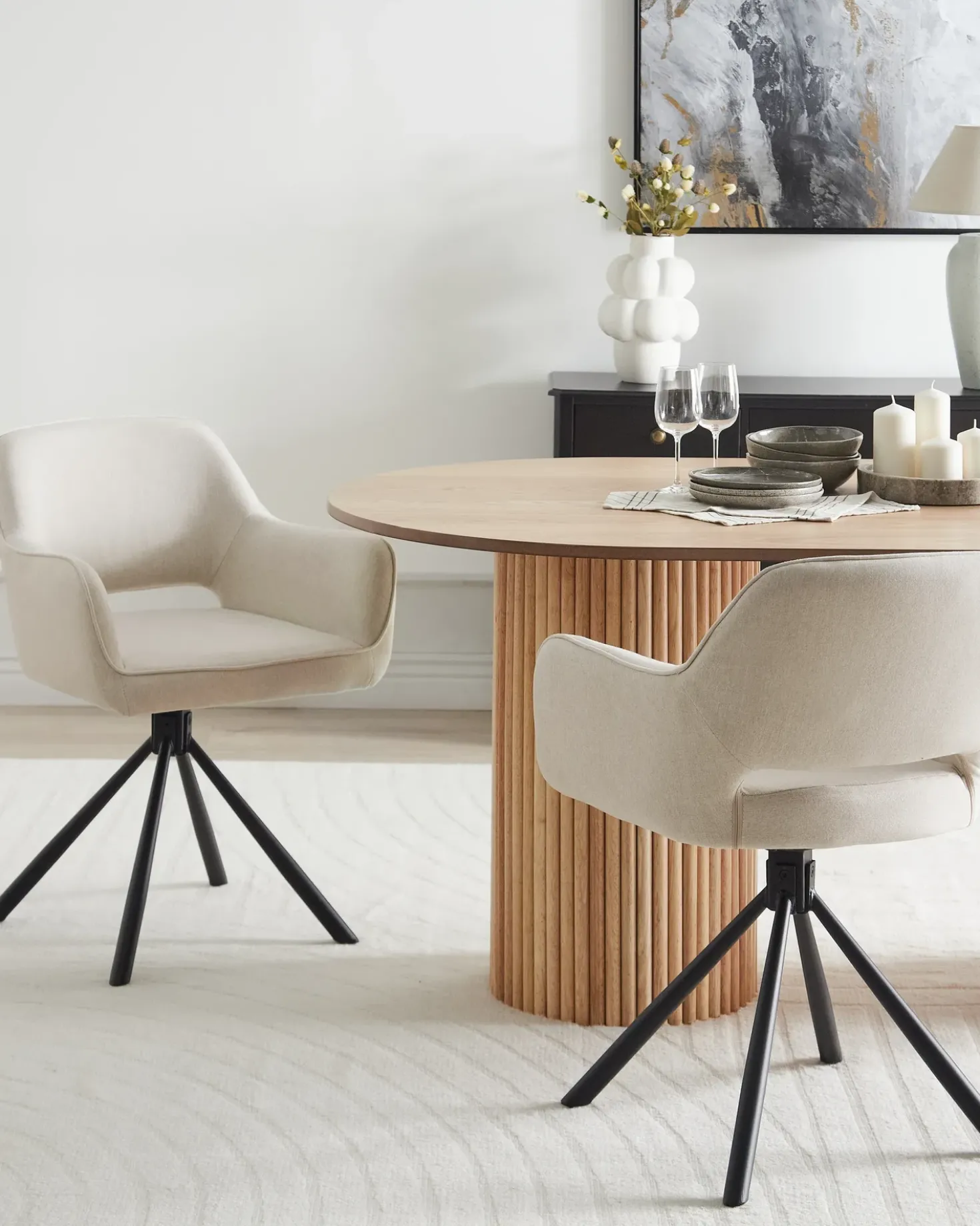 Set di 2 sedie da pranzo LOURES Tessuto Beige chiaro