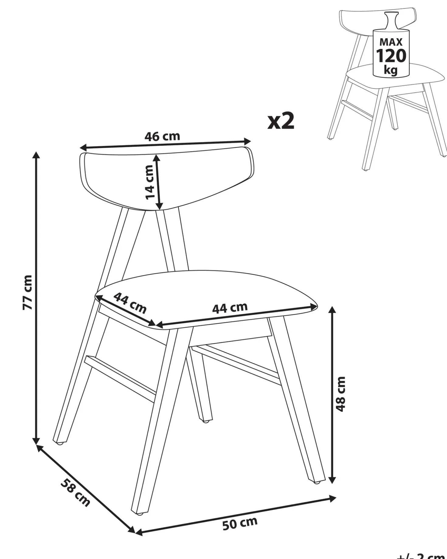 Set di 2 sedie da pranzo LACOTA Legno Marrone scuro/Grigio