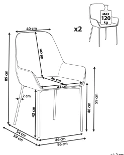 Set di 2 sedie da pranzo LOVERNA Velluto Grigio