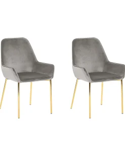 Set di 2 sedie da pranzo LOVERNA Velluto Grigio