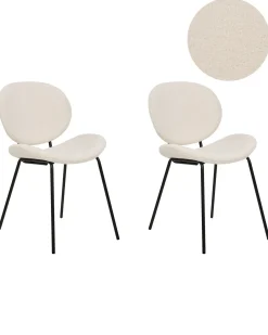 Set di 2 sedie da pranzo LUANA Bouclé Bianco