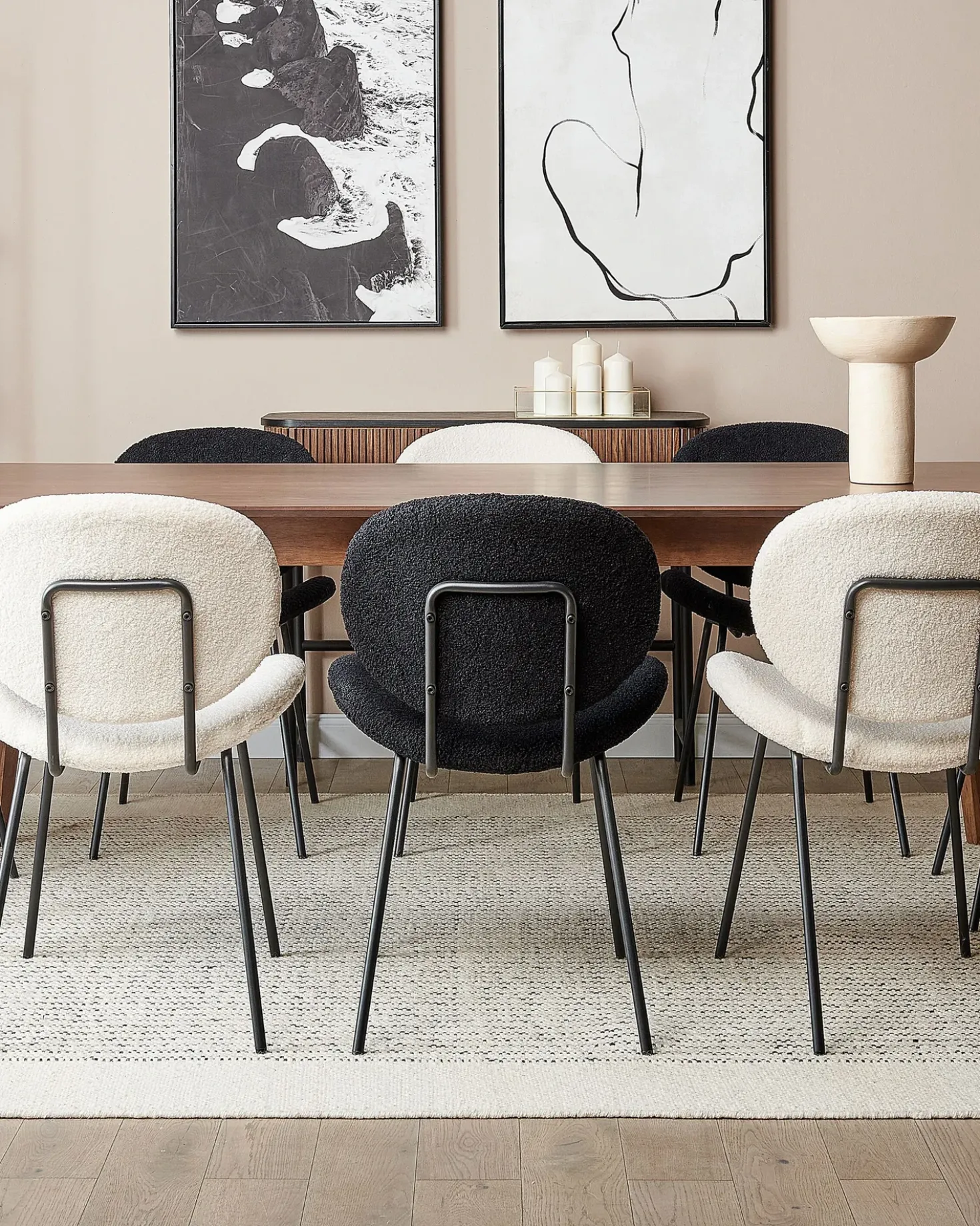 Set di 2 sedie da pranzo LUANA Bouclé Bianco