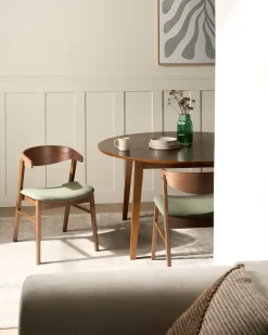 Set di 2 sedie da pranzo LILLY Tessuto Verde scuro/Marrone