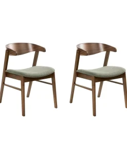 Set di 2 sedie da pranzo LILLY Tessuto Verde scuro/Marrone