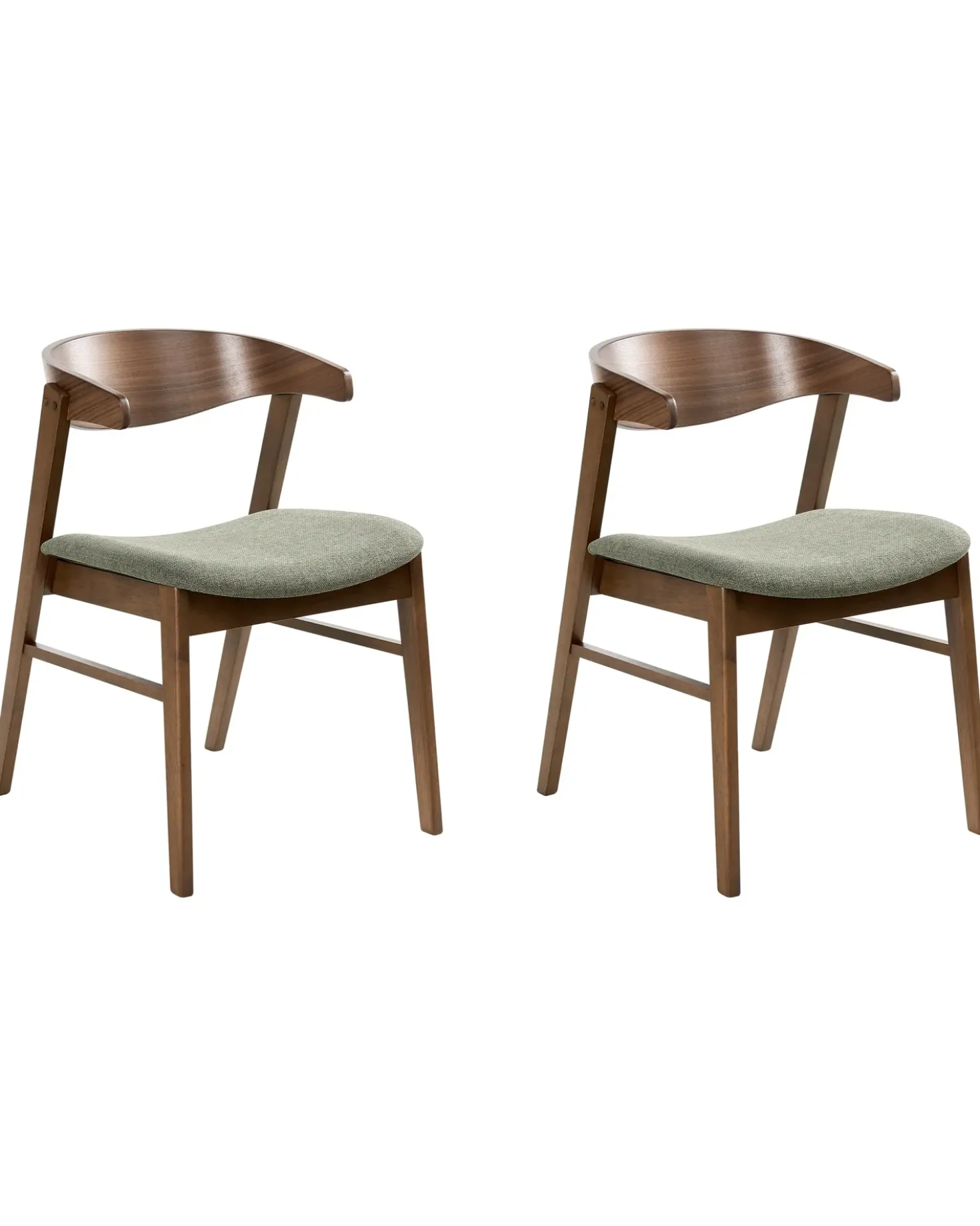Set di 2 sedie da pranzo LILLY Tessuto Verde scuro/Marrone