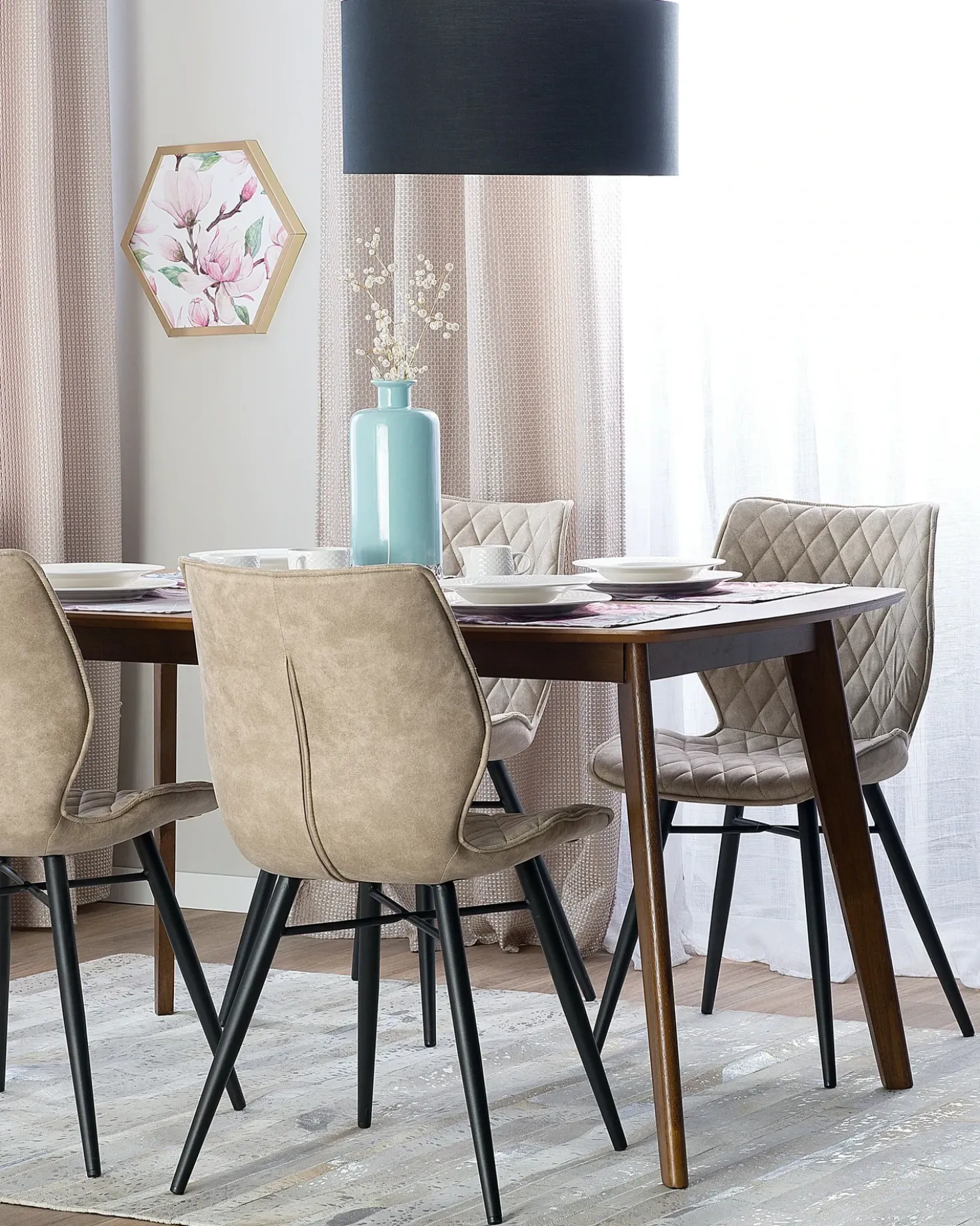 Set di 2 sedie da pranzo LISLE Tessuto Beige