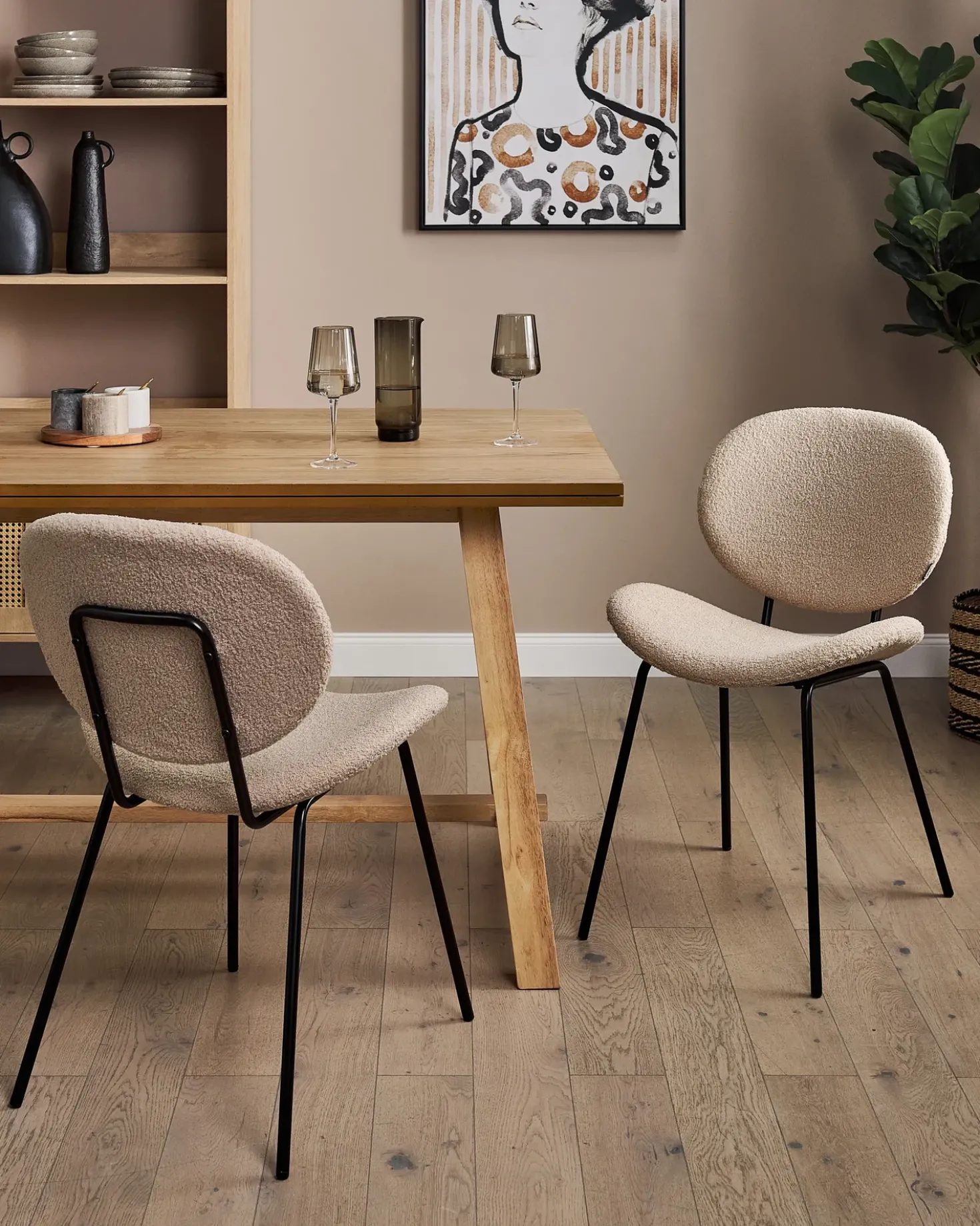 Set di 2 sedie da pranzo LUANA Bouclé Tortora