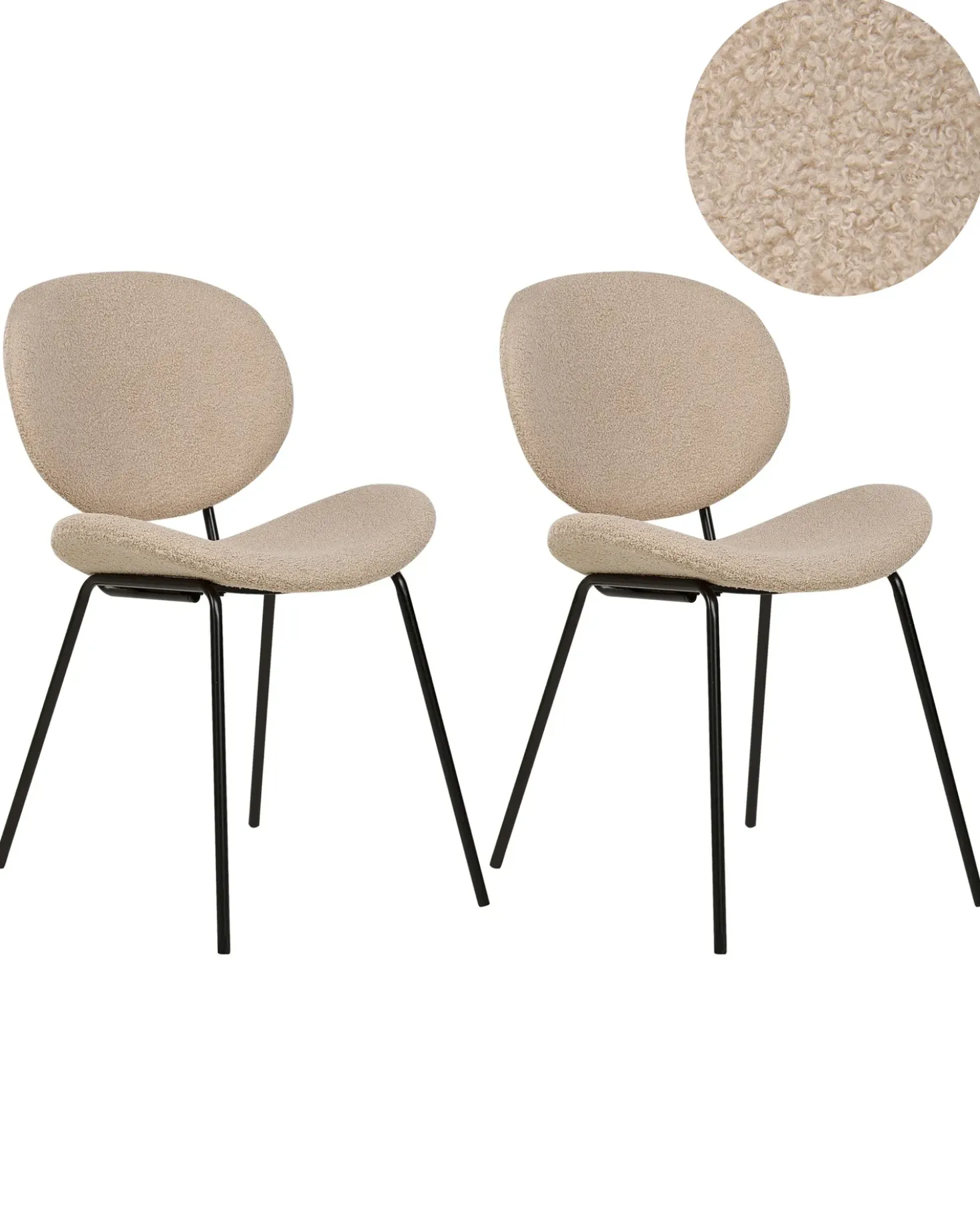 Set di 2 sedie da pranzo LUANA Bouclé Tortora
