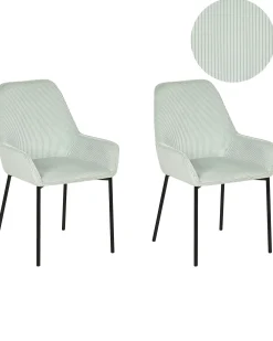 Set di 2 sedie da pranzo LOVERNA Velluto a coste Verde menta