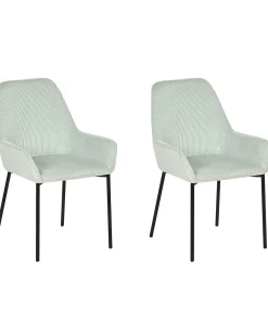 Set di 2 sedie da pranzo LOVERNA Velluto a coste Verde menta
