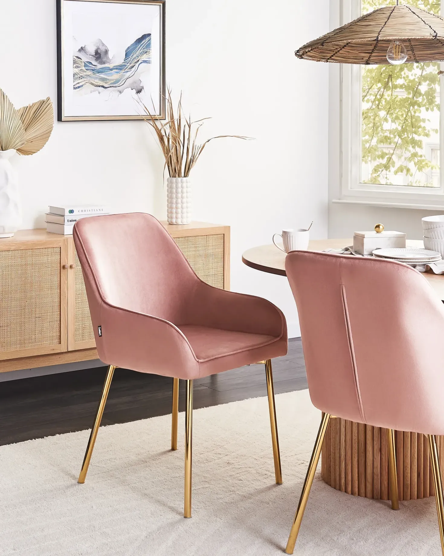Set di 2 sedie da pranzo LOVERNA Velluto Rosa