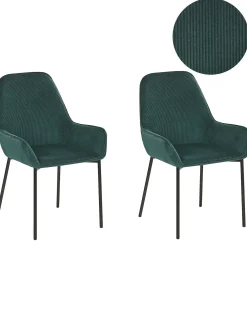 Set di 2 sedie da pranzo LOVERNA Velluto a coste Verde scuro