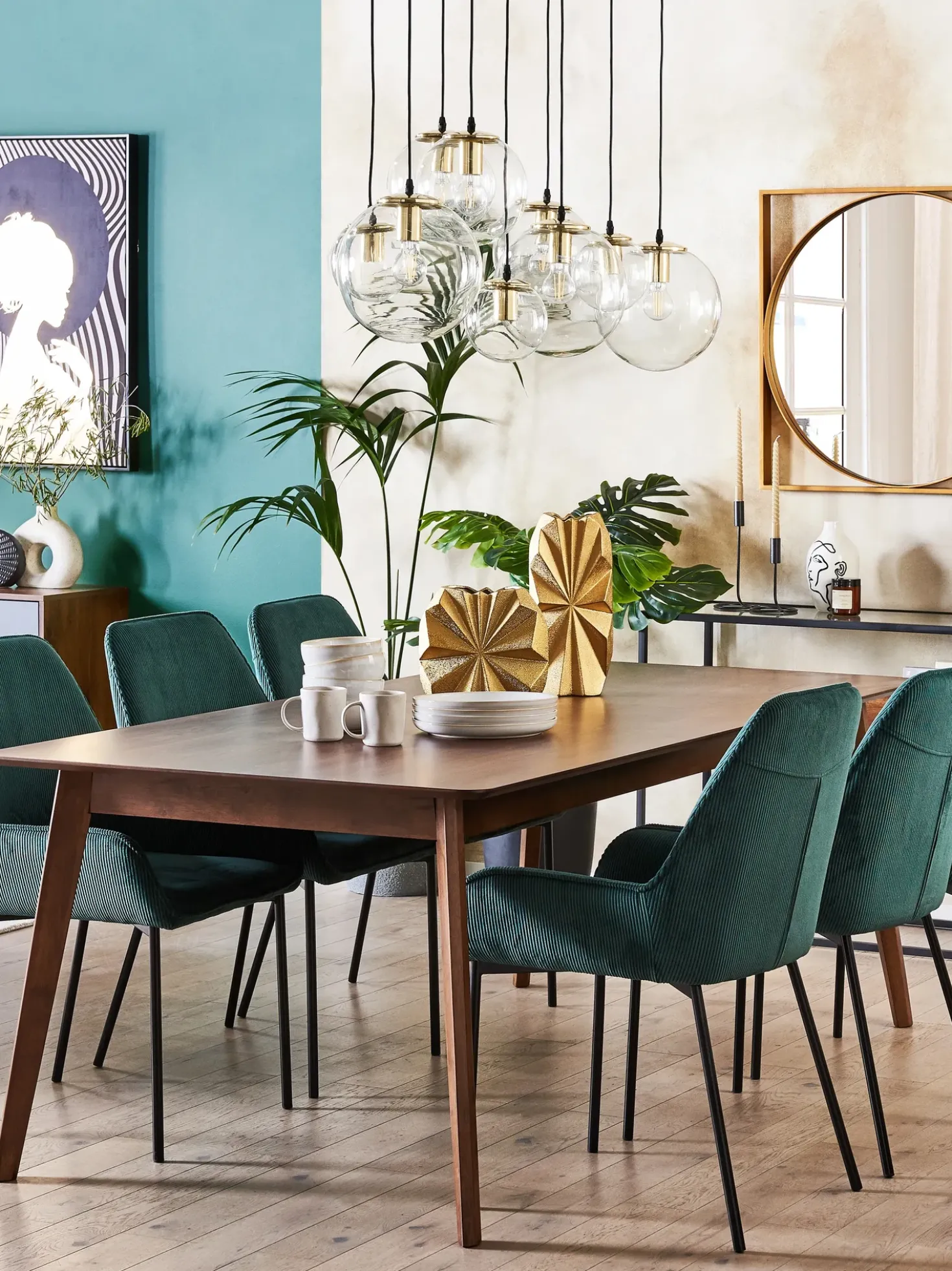 Set di 2 sedie da pranzo LOVERNA Velluto a coste Verde scuro