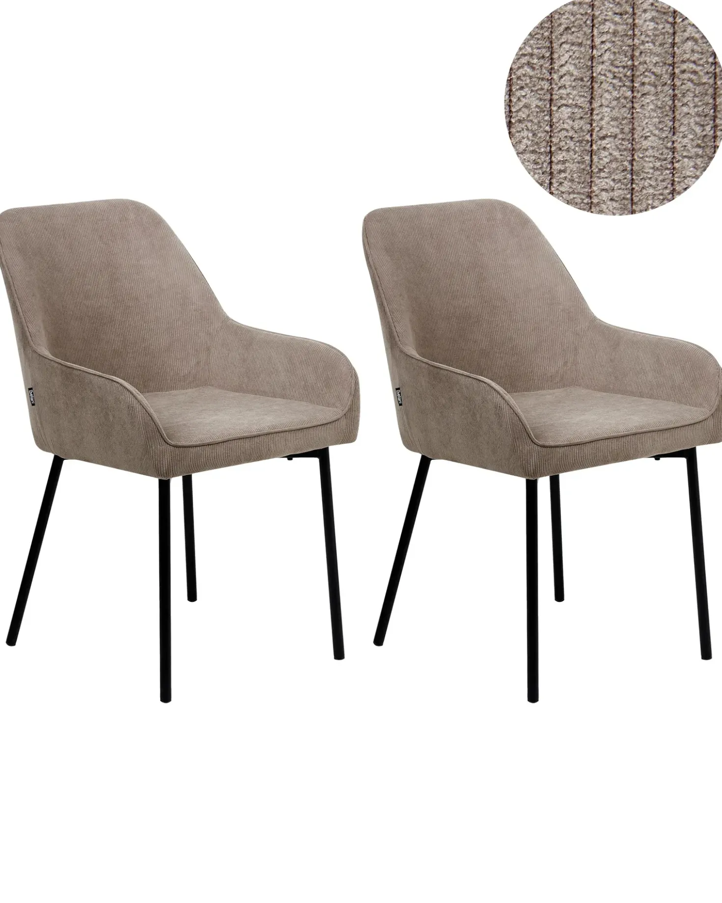 Set di 2 sedie da pranzo LOVERNA Velluto a coste Beige