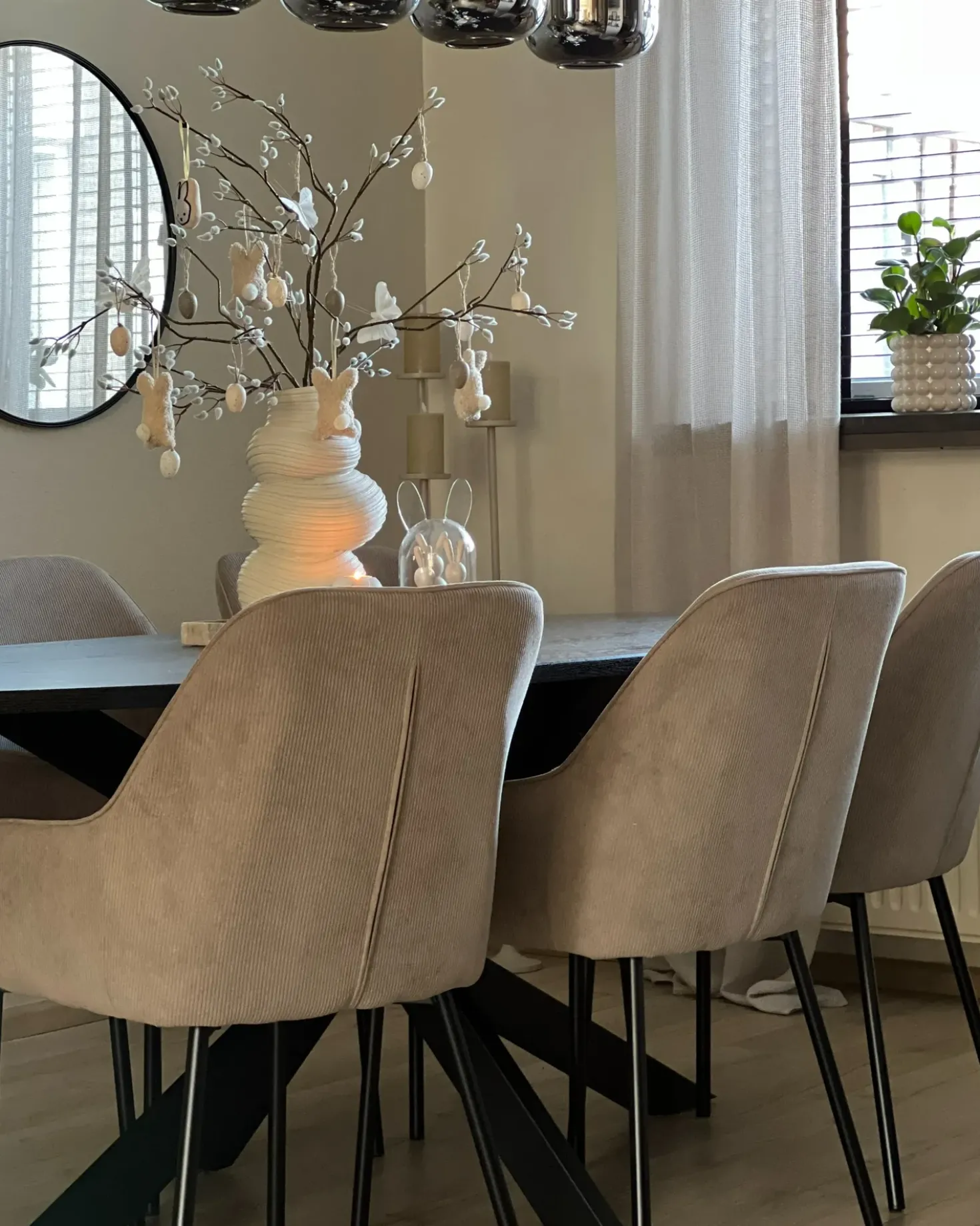Set di 2 sedie da pranzo LOVERNA Velluto a coste Beige
