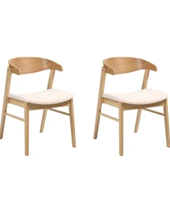 Set di 2 sedie da pranzo LILLY Tessuto Marrone chiaro/Bianco sporco