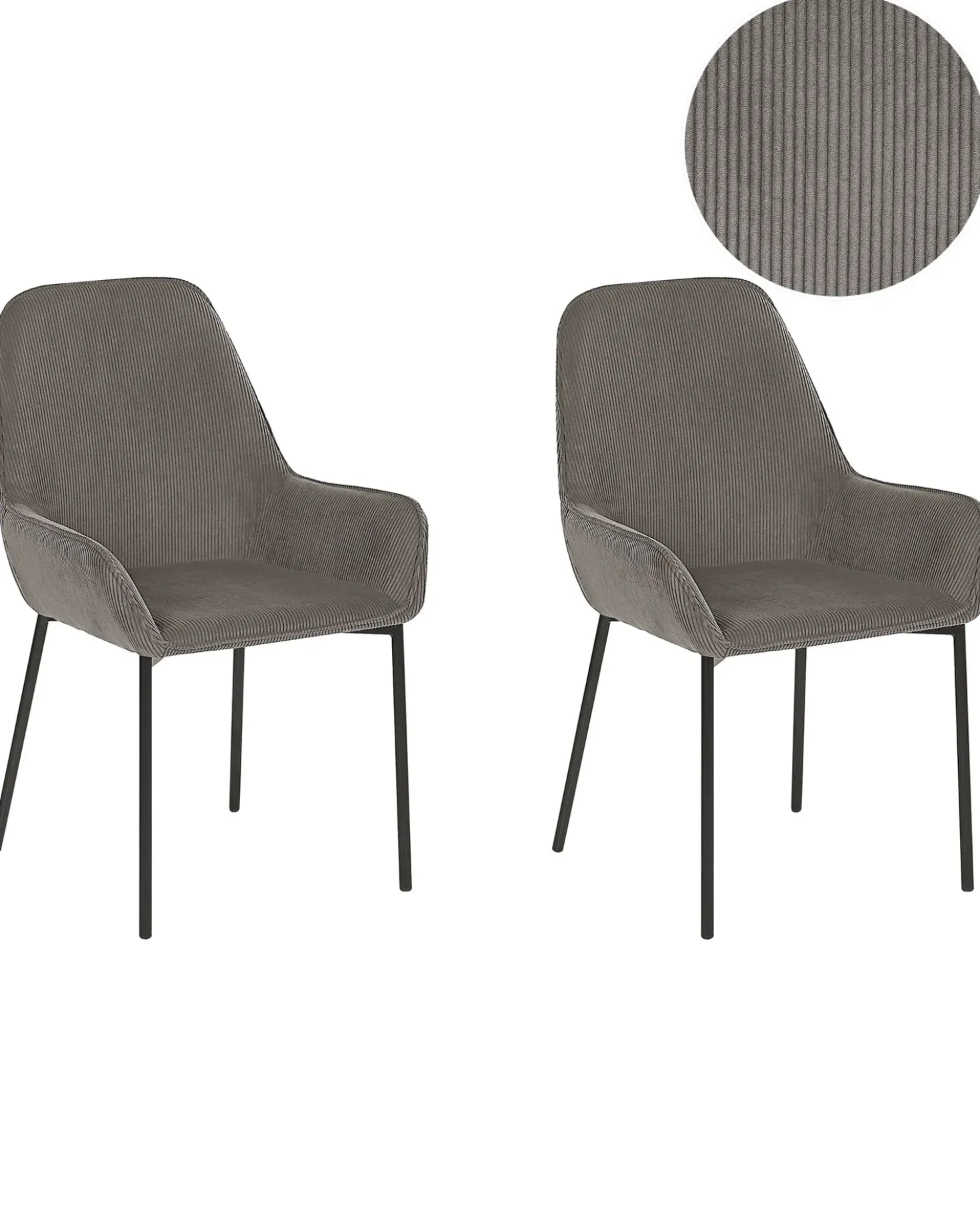 Set di 2 sedie da pranzo LOVERNA Velluto a coste Grigio