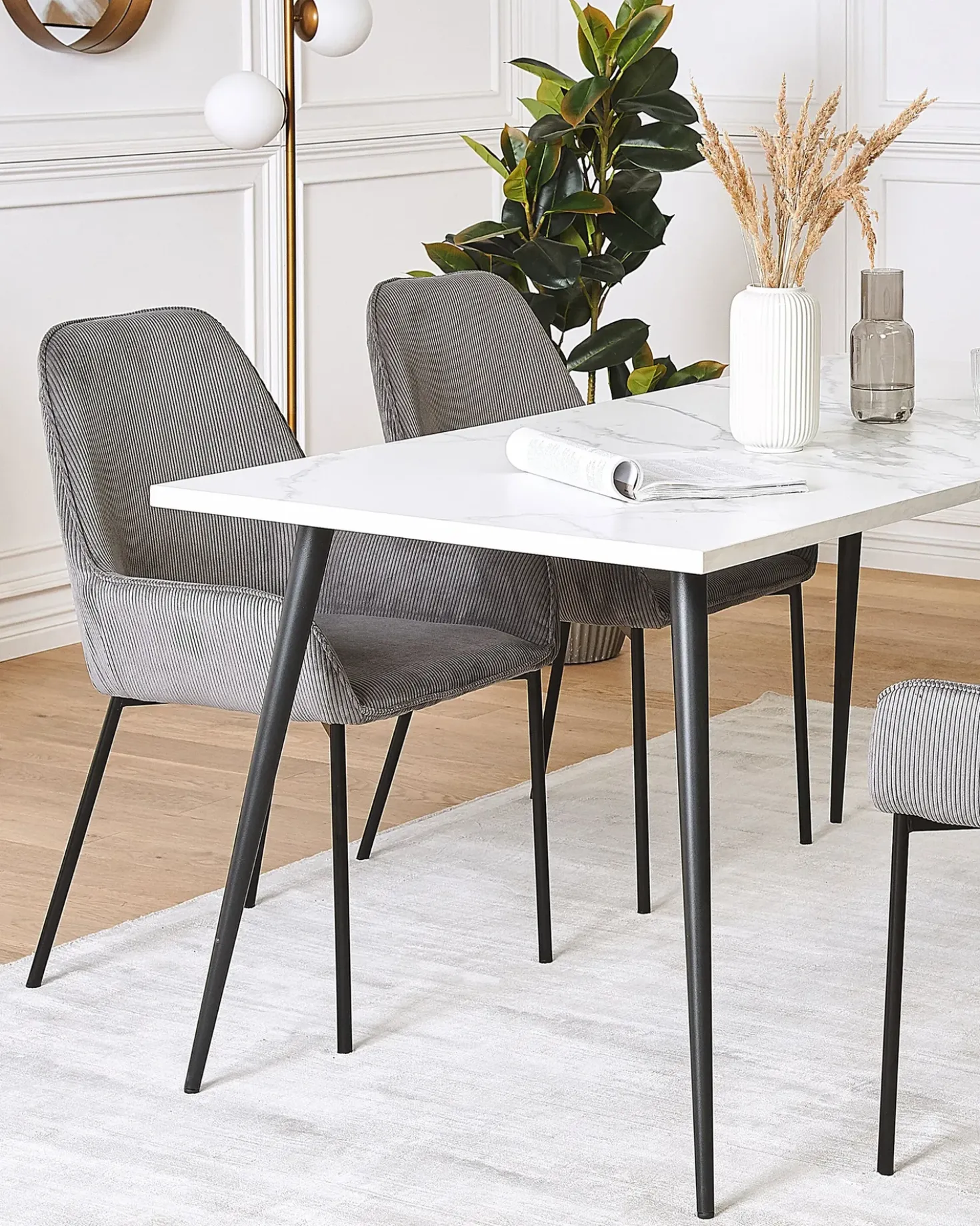 Set di 2 sedie da pranzo LOVERNA Velluto a coste Grigio