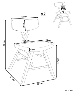 Set di 2 sedie da pranzo LELAND Legno Marrone/Tortora