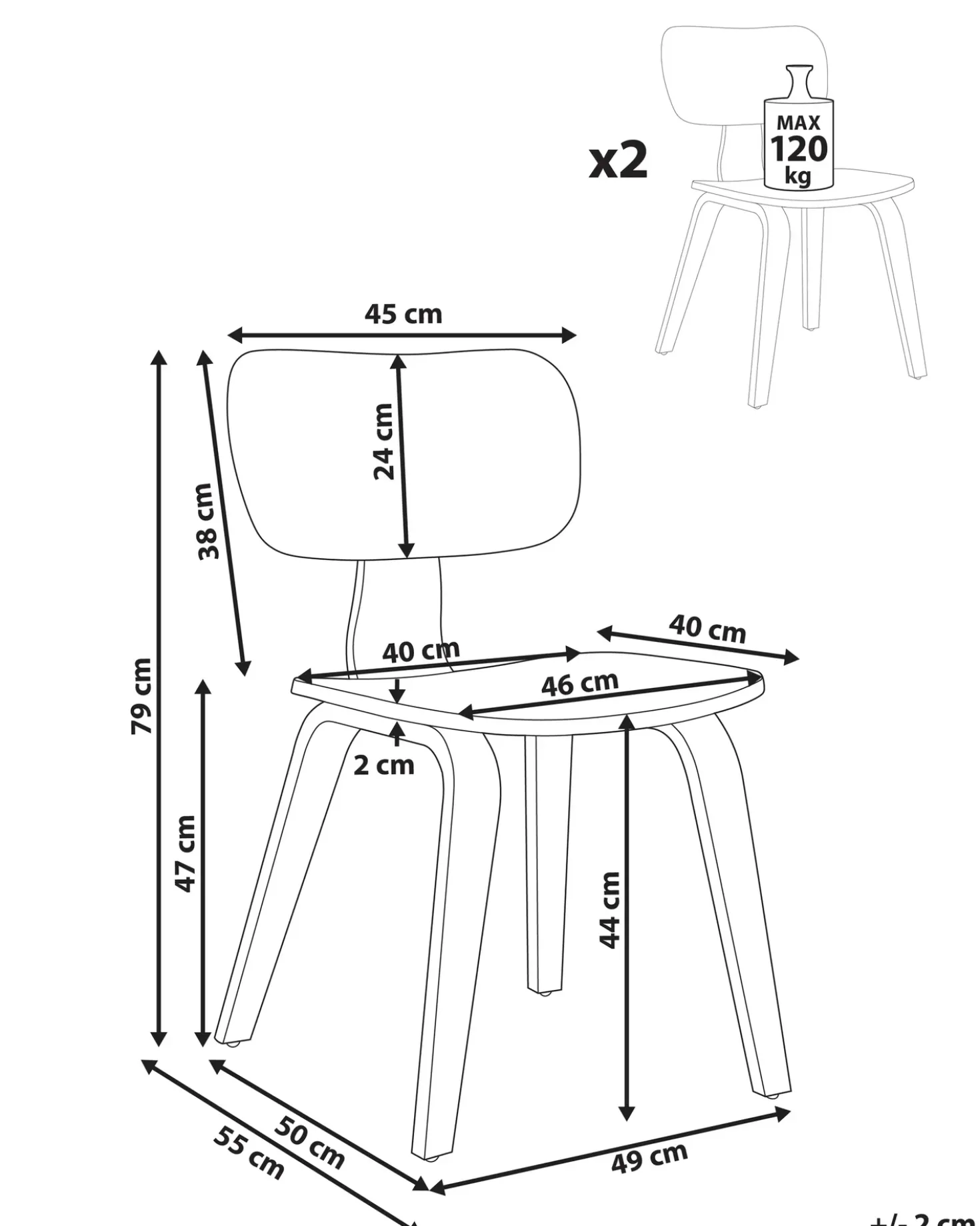 Set di 2 sedie da pranzo LUCINDA Legno Marrone chiaro