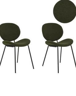 Set di 2 sedie da pranzo LUANA Bouclé Verde scuro
