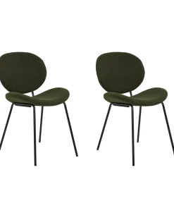 Set di 2 sedie da pranzo LUANA Bouclé Verde scuro