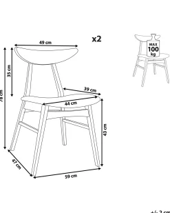 Set di 2 sedie da pranzo LYNN Legno Marrone chiaro/Grigio