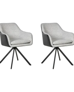 Set di 2 sedie da pranzo LITHIA Tessuto Nero/Bianco