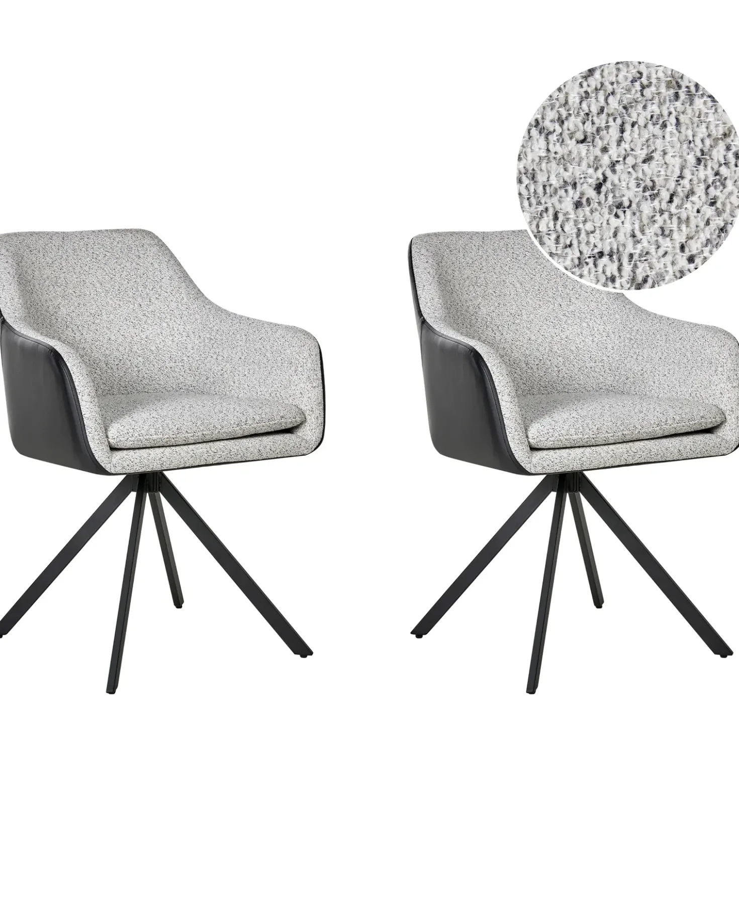 Set di 2 sedie da pranzo LITHIA Tessuto Nero/Bianco