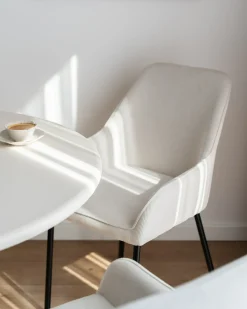 Set di 2 sedie da pranzo LOVERNA Velluto a coste Bianco sporco