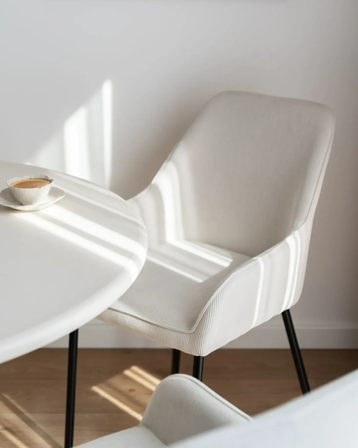Set di 2 sedie da pranzo LOVERNA Velluto a coste Bianco sporco