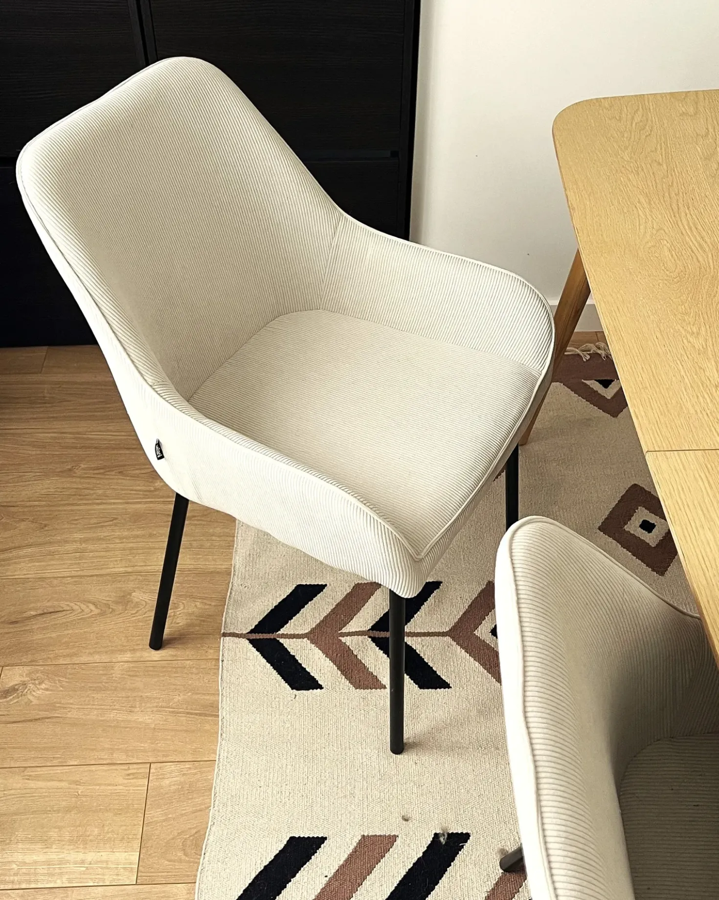 Set di 2 sedie da pranzo LOVERNA Velluto a coste Bianco sporco