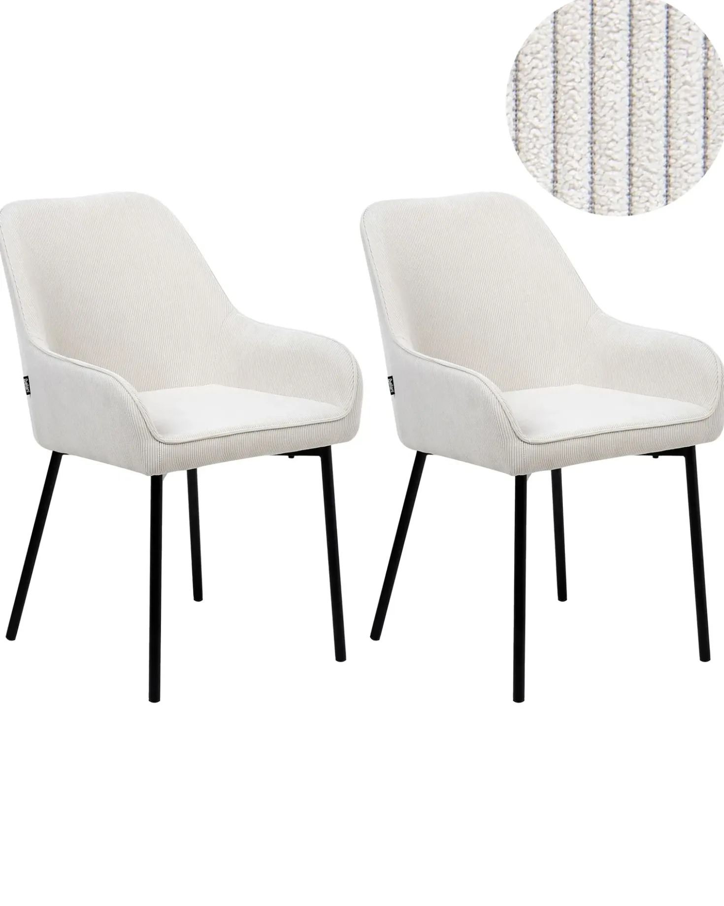 Set di 2 sedie da pranzo LOVERNA Velluto a coste Bianco sporco