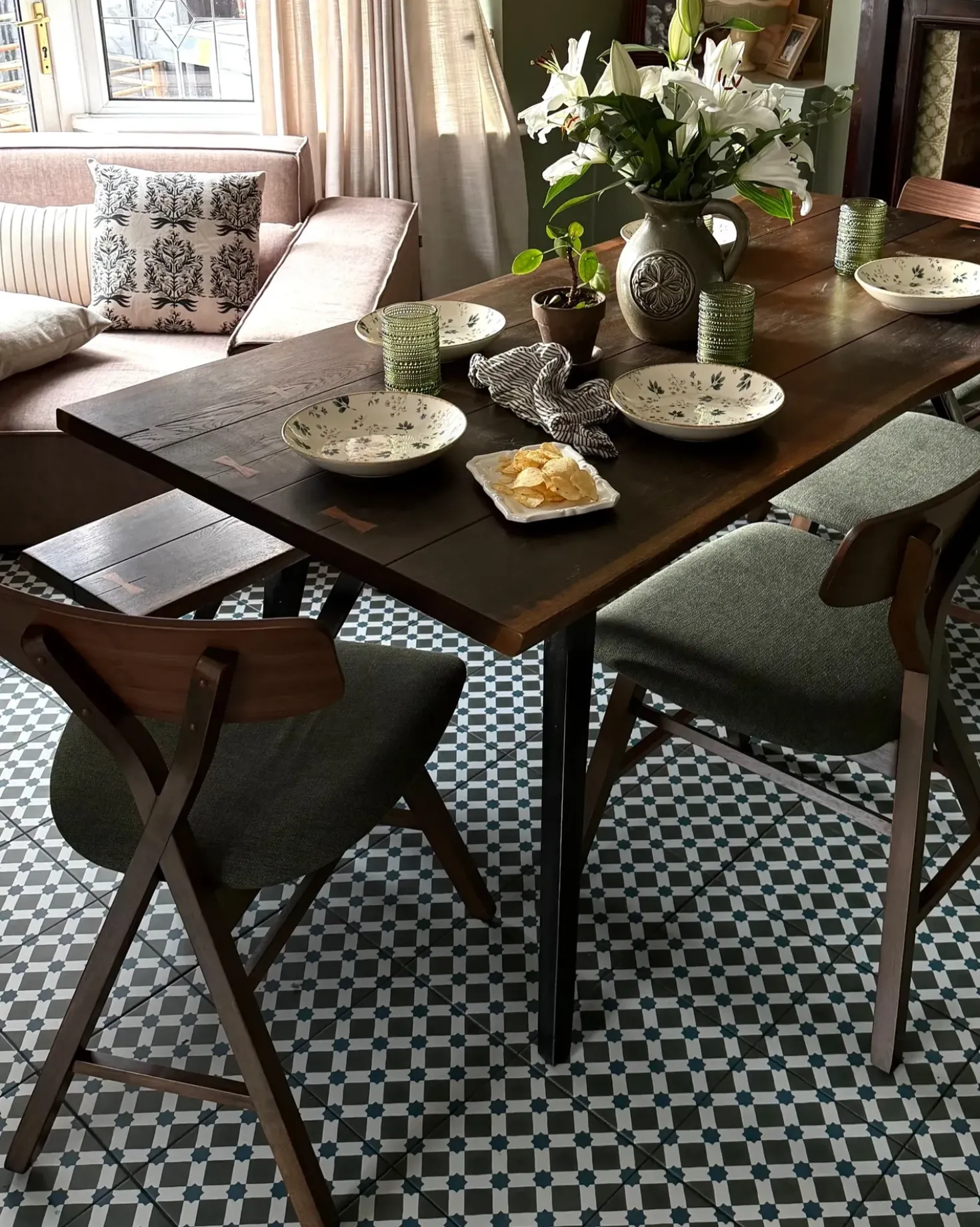 Set di 2 sedie da pranzo LELAND Legno Marrone scuro/Verde